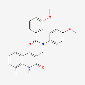 molecular formula C26H24N2O4 B7690340 N-((2-hydroxy-8-methylquinolin-3-yl)methyl)-3-methoxy-N-(4-methoxyphenyl)benzamide 