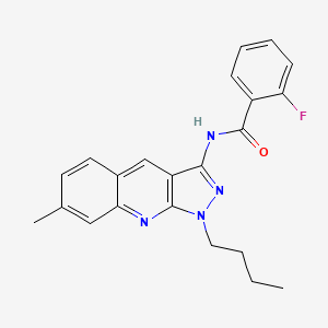 molecular formula C22H21FN4O B7690346 N-(1-butyl-7-methyl-1H-pyrazolo[3,4-b]quinolin-3-yl)-2-fluorobenzamide 