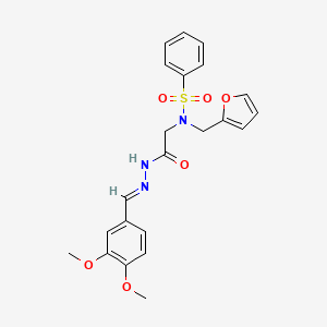 (E)-N-(2-(2-(3,4-dimethoxybenzylidene)hydrazinyl)-2-oxoethyl)-N-(furan-2-ylmethyl)benzenesulfonamide