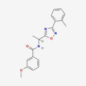 molecular formula C19H19N3O3 B7690382 3-methoxy-N-(1-(3-(o-tolyl)-1,2,4-oxadiazol-5-yl)ethyl)benzamide 