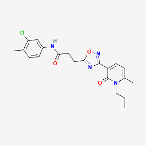 molecular formula C21H23ClN4O3 B7690391 N-(3-chloro-4-methylphenyl)-3-(3-(6-methyl-2-oxo-1-propyl-1,2-dihydropyridin-3-yl)-1,2,4-oxadiazol-5-yl)propanamide 