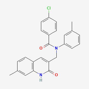 molecular formula C25H21ClN2O2 B7690406 4-chloro-N-((2-hydroxy-7-methylquinolin-3-yl)methyl)-N-(m-tolyl)benzamide 