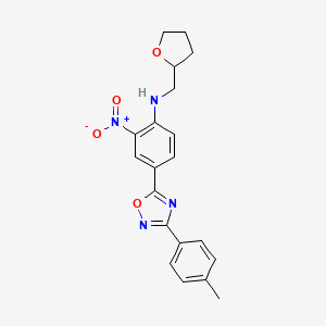 molecular formula C20H20N4O4 B7690420 2-nitro-N-((tetrahydrofuran-2-yl)methyl)-4-(3-(p-tolyl)-1,2,4-oxadiazol-5-yl)aniline 