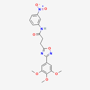 molecular formula C20H20N4O7 B7690457 N-(3-nitrophenyl)-3-(3-(3,4,5-trimethoxyphenyl)-1,2,4-oxadiazol-5-yl)propanamide 