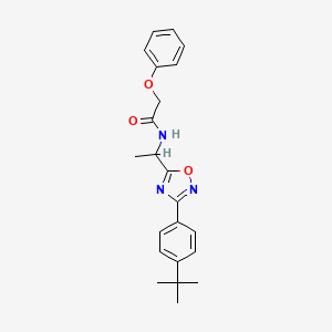 molecular formula C22H25N3O3 B7690484 N-(1-(3-(4-(tert-butyl)phenyl)-1,2,4-oxadiazol-5-yl)ethyl)-2-phenoxyacetamide 