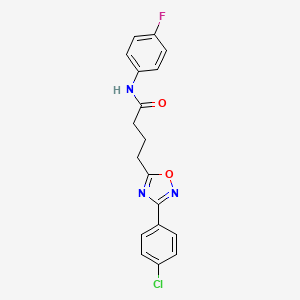 molecular formula C18H15ClFN3O2 B7690488 4-(3-(4-chlorophenyl)-1,2,4-oxadiazol-5-yl)-N-(4-fluorophenyl)butanamide 