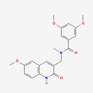 molecular formula C21H22N2O5 B7690498 N-((2-hydroxy-6-methoxyquinolin-3-yl)methyl)-3,5-dimethoxy-N-methylbenzamide 
