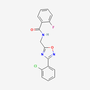 molecular formula C16H11ClFN3O2 B7690508 N-((3-(2-chlorophenyl)-1,2,4-oxadiazol-5-yl)methyl)-2-fluorobenzamide 