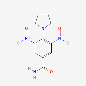 molecular formula C11H12N4O5 B7690540 3,5-Dinitro-4-(pyrrolidin-1-yl)benzamide CAS No. 1092309-88-0