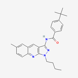 molecular formula C26H30N4O B7690563 4-(tert-butyl)-N-(1-butyl-6-methyl-1H-pyrazolo[3,4-b]quinolin-3-yl)benzamide 