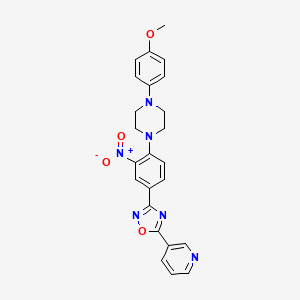 molecular formula C24H22N6O4 B7690578 3-(4-(4-(4-methoxyphenyl)piperazin-1-yl)-3-nitrophenyl)-5-(pyridin-3-yl)-1,2,4-oxadiazole 