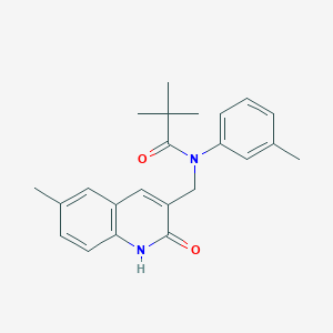molecular formula C23H26N2O2 B7690590 N-((2-hydroxy-6-methylquinolin-3-yl)methyl)-N-(m-tolyl)pivalamide 
