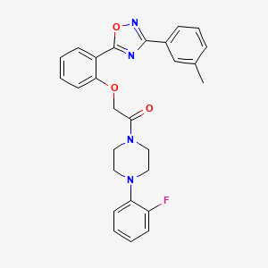 molecular formula C27H25FN4O3 B7690606 1-(4-(2-fluorophenyl)piperazin-1-yl)-2-(2-(3-(m-tolyl)-1,2,4-oxadiazol-5-yl)phenoxy)ethanone 