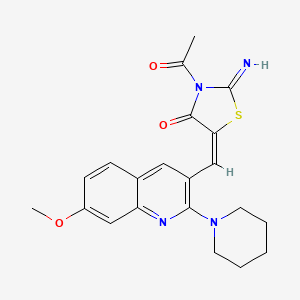 (E)-3-acetyl-2-imino-5-((7-methoxy-2-(piperidin-1-yl)quinolin-3-yl)methylene)thiazolidin-4-one