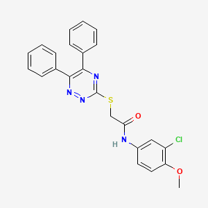 molecular formula C24H19ClN4O2S B7690635 N-(3-Chloro-4-methoxyphenyl)-2-[(5,6-diphenyl-1,2,4-triazin-3-yl)sulfanyl]acetamide CAS No. 1012266-68-0