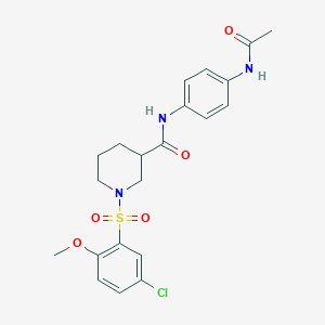 molecular formula C21H24ClN3O5S B7690643 N-(4-acetamidophenyl)-1-((5-chloro-2-methoxyphenyl)sulfonyl)piperidine-3-carboxamide 