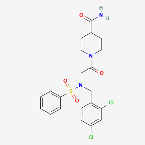 molecular formula C21H23Cl2N3O4S B7690644 N-(azepan-1-yl)-2-(4-(N-phenylsulfamoyl)phenoxy)acetamide 