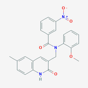 molecular formula C25H21N3O5 B7690688 N-((2-hydroxy-6-methylquinolin-3-yl)methyl)-N-(2-methoxyphenyl)-3-nitrobenzamide 