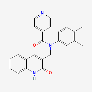 molecular formula C24H21N3O2 B7690696 N-(3,4-dimethylphenyl)-N-((2-hydroxyquinolin-3-yl)methyl)isonicotinamide 