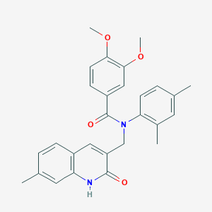 molecular formula C28H28N2O4 B7690707 N-(2,4-dimethylphenyl)-N-((2-hydroxy-7-methylquinolin-3-yl)methyl)-3,4-dimethoxybenzamide 