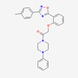 molecular formula C27H26N4O3 B7690716 1-(4-phenylpiperazin-1-yl)-2-(2-(3-(p-tolyl)-1,2,4-oxadiazol-5-yl)phenoxy)ethanone 