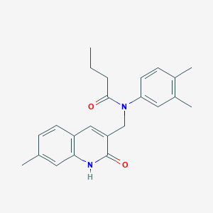 N-(3,4-dimethylphenyl)-N-((2-hydroxy-7-methylquinolin-3-yl)methyl)butyramide