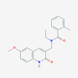 molecular formula C21H22N2O3 B7690754 N-ethyl-N-((2-hydroxy-6-methoxyquinolin-3-yl)methyl)-2-methylbenzamide 