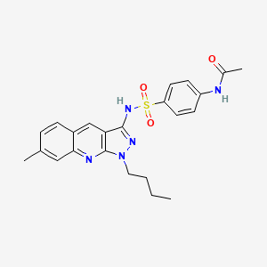 molecular formula C23H25N5O3S B7690786 N-(4-(N-(1-butyl-7-methyl-1H-pyrazolo[3,4-b]quinolin-3-yl)sulfamoyl)phenyl)acetamide 
