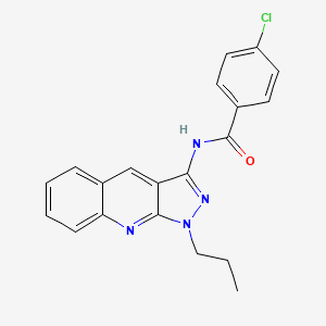 molecular formula C20H17ClN4O B7690792 4-chloro-N-(1-propyl-1H-pyrazolo[3,4-b]quinolin-3-yl)benzamide 
