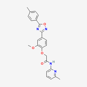molecular formula C24H22N4O4 B7690801 2-(2-methoxy-4-(5-(p-tolyl)-1,2,4-oxadiazol-3-yl)phenoxy)-N-(6-methylpyridin-2-yl)acetamide 