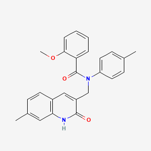 molecular formula C26H24N2O3 B7690811 N-((2-hydroxy-7-methylquinolin-3-yl)methyl)-2-methoxy-N-(p-tolyl)benzamide 