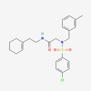 molecular formula C24H29ClN2O3S B7690816 2-(4-chloro-N-(3-methylbenzyl)phenylsulfonamido)-N-(2-(cyclohex-1-en-1-yl)ethyl)acetamide 