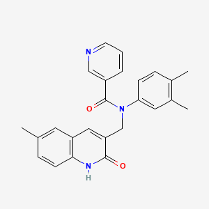 N-(3,4-dimethylphenyl)-N-((2-hydroxy-6-methylquinolin-3-yl)methyl)nicotinamide