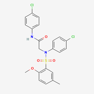 molecular formula C22H20Cl2N2O4S B7690871 N-(4-chlorophenyl)-2-(N-(4-chlorophenyl)-2-methoxy-5-methylphenylsulfonamido)acetamide 