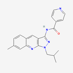 molecular formula C21H21N5O B7690899 N-(1-isobutyl-7-methyl-1H-pyrazolo[3,4-b]quinolin-3-yl)isonicotinamide 