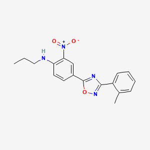 molecular formula C18H18N4O3 B7690913 2-nitro-N-propyl-4-(3-(o-tolyl)-1,2,4-oxadiazol-5-yl)aniline 