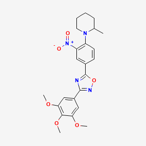 molecular formula C23H26N4O6 B7690917 5-(4-(2-methylpiperidin-1-yl)-3-nitrophenyl)-3-(3,4,5-trimethoxyphenyl)-1,2,4-oxadiazole 