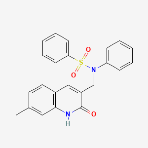 molecular formula C23H20N2O3S B7690922 N-((2-hydroxy-7-methylquinolin-3-yl)methyl)-N-phenylbenzenesulfonamide 