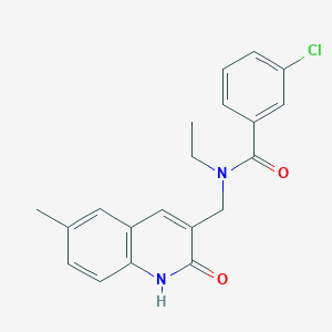 molecular formula C20H19ClN2O2 B7690973 3-chloro-N-ethyl-N-((2-hydroxy-6-methylquinolin-3-yl)methyl)benzamide 