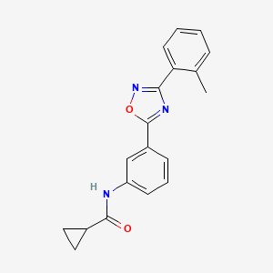 molecular formula C19H17N3O2 B7691018 N-(3-(3-(o-tolyl)-1,2,4-oxadiazol-5-yl)phenyl)cyclopropanecarboxamide 