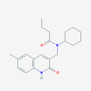 molecular formula C21H28N2O2 B7691027 N-cyclohexyl-N-((2-hydroxy-6-methylquinolin-3-yl)methyl)butyramide 