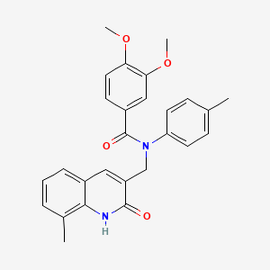 N-((2-hydroxy-8-methylquinolin-3-yl)methyl)-3,4-dimethoxy-N-(p-tolyl)benzamide