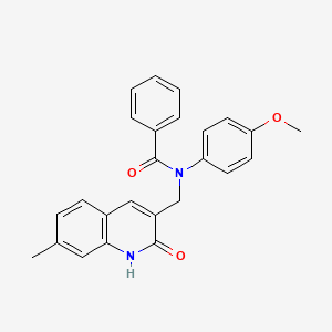 molecular formula C25H22N2O3 B7691062 N-((2-hydroxy-7-methylquinolin-3-yl)methyl)-N-(4-methoxyphenyl)benzamide 