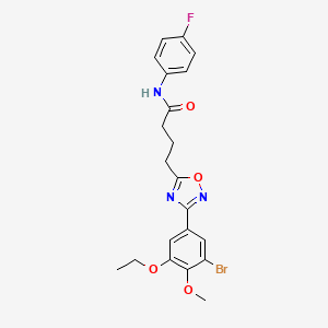 molecular formula C21H21BrFN3O4 B7691065 4-(3-(3-bromo-5-ethoxy-4-methoxyphenyl)-1,2,4-oxadiazol-5-yl)-N-(4-fluorophenyl)butanamide 