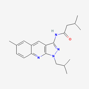 molecular formula C20H26N4O B7691074 N-(1-isobutyl-6-methyl-1H-pyrazolo[3,4-b]quinolin-3-yl)-3-methylbutanamide 