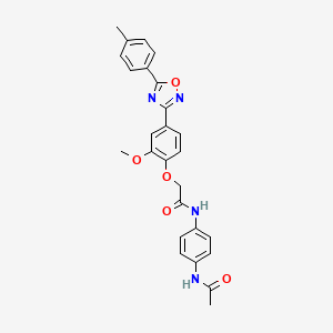 molecular formula C26H24N4O5 B7691076 N-(4-acetamidophenyl)-2-(2-methoxy-4-(5-(p-tolyl)-1,2,4-oxadiazol-3-yl)phenoxy)acetamide 