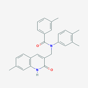 molecular formula C27H26N2O2 B7691091 N-(3,4-dimethylphenyl)-N-((2-hydroxy-7-methylquinolin-3-yl)methyl)-3-methylbenzamide 