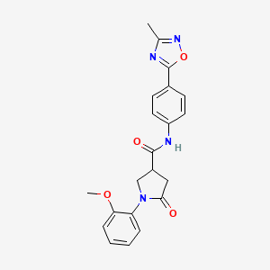 molecular formula C21H20N4O4 B7691101 1-(2-methoxyphenyl)-N-(4-(3-methyl-1,2,4-oxadiazol-5-yl)phenyl)-5-oxopyrrolidine-3-carboxamide 