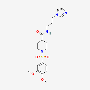 molecular formula C20H28N4O5S B7691117 1-(3,4-dimethoxybenzenesulfonyl)-N-(2-methoxyphenyl)piperidine-4-carboxamide 