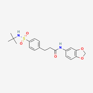 molecular formula C20H24N2O5S B7691123 N-(benzo[d][1,3]dioxol-5-yl)-3-(4-(N-(tert-butyl)sulfamoyl)phenyl)propanamide 